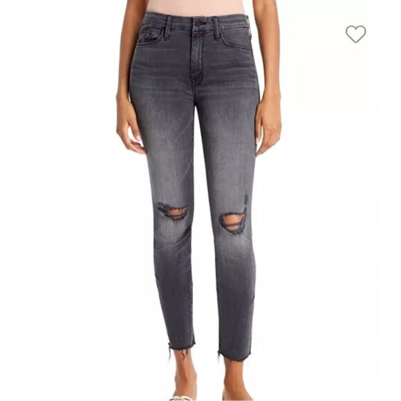 Mother The Looker Ankle Gray Skinny Jeans Burned Out Lanterns Size 27 - Picture 1 of 12